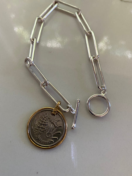 Sea Horse Silver Link Bracelet