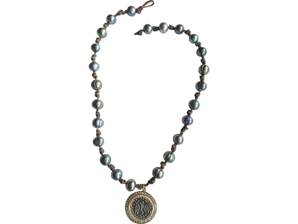 Peacock Pearl Necklace with Coin